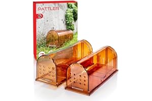 PATTLER® Piège à Souris vivantes Extra Grand | Piège Fouine Capture des Rats avec des Trous d'air | Installation Facile dans la Maison, Le Garage ou Le Jardin - Orange 2 Pièce