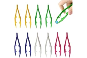 LBJFYHJN 10 Stück Bügelperlen Pinzette, Mehrfarbig Pinzetten Set, Kunststoff Pinzette mit Gezahnter Spitze, 10 cm Multifunktional Pinzette Spitz für Basteln Zuhause Schule DIY Puzzle Zubehör Perlen
