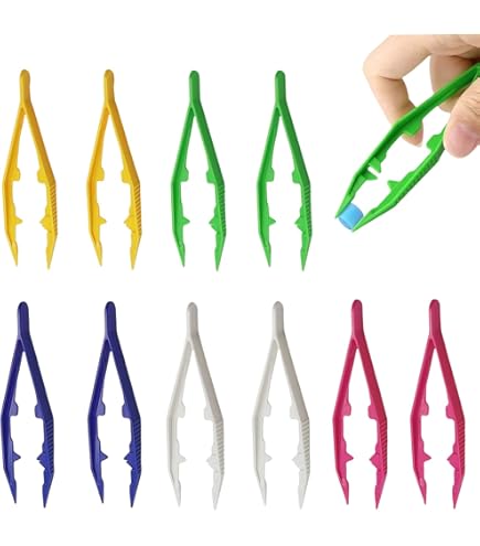 15-teiliges Pinzetten Set Aus Kunststoff - 3 Verschiedene Spitzen Für Basteln