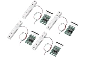 QUARKZMAN Sensori di Pesatura, 4 Set Sensore Peso Cella Carico Digitale 20Kg + Modulo Hx711 Sensore Pesatura 24 Bit Precisione A/D Doppio Canale per Kit Bilancia Cucina Elettronica Portatile