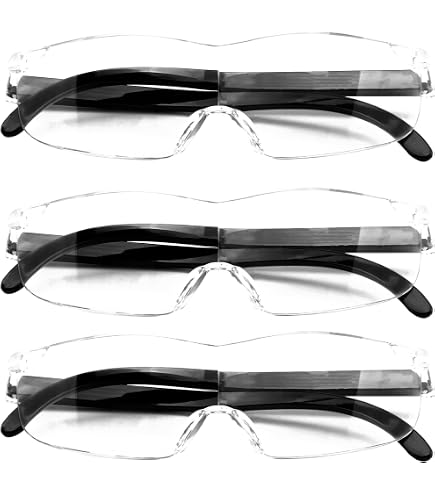 Lunettes Loupe Mains Libres 300% - 2 Pièces Avec étuis Et Lingettes - Pour Porteurs De Lunettes, Anti Lumière Bleue - 10