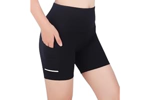 3W GRT Pantaloncini Sportivi da Donna, Leggins Sportivi Donna, Calzamaglia Pantaloni da Yoga, Tasche a Vita Alta, Pantaloni Corti Donna, Pantaloncini Yoga con Tasche Laterali