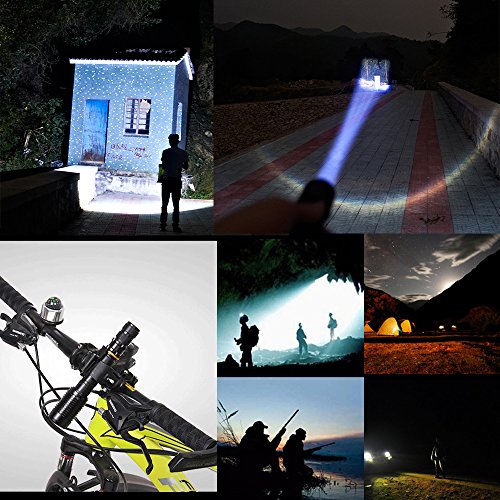TEFOMATE Cree XML T6 2000 Lumen Aluminium LED Taschenlampe, Inklusive 2 x 18650 Batterie und ladegerät, Wiederaufladbare und Einstellbaren Fokus - 6