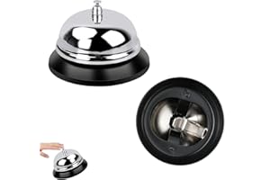 HETING-YQ 2 Pièces Sonnette de Comptoir Sonnette de Service en Acier Inoxydable Cloche de Table D'appel Sonnette de Réception pour Cuisine Hôtel Restaurant Bar Bureau École (Argent)