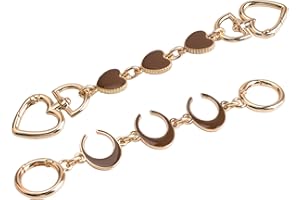 WANDIC Straps Bag Chain Set, 2Pcs Metal Extender Bag Chain with Heart Crescent Moon Pattern Golden Metal Replacement Chain for Purse Bag Handbag,Brown
