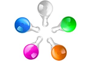 hirsrian Dog Collar, pet collar light LED Flash, Colorful Safety Lights for Night Walking, Waterproof Light up Dog Collar, 5 Colors, Stainless Steel Hardware