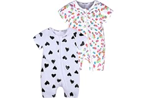 FAIRYRAIN 2-teilig Kinder Kleinkind Mädchen Jungen Sommer Schlafanzug Bekleidung Short Sleeve Kurzer Overall Jumpsuit Drucken Spielanzug