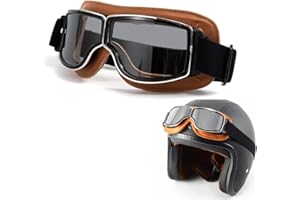 Amacoam Motorcycle Glasses Dirt Bike Goggles, MTB Goggles Adjustable Pilot Goggles Windproof Riding UV Protection Sunglasses Glasses for Snow Sports Dirt Bike OTG Goggles for Men and Women