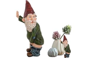 CHMISS Nano da Giardino,Nani da Giardino Divertenti,Nani da Giardino Esterno Grandi,Statua Dello Gnomo da Giardino Ornamenti Per L'albero,Statua Nano da Giardino in Poliresina,per Patio,Prato,Cortile,15cm