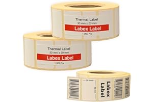 Labex Label - Etiquetas termicas 30x20 mm adhesivas - 1 Rollo: 1000 piezas de etiquetas adhesivas para impresora térmica - etiquetas zebra/etiquetas codigo barras/etiquetas envio