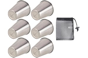 CLISPEED 4 vasos de de acero inoxidable, 100 ml, reutilizables, para vino, cerveza, vodka, vasos de , vasos de metal pequeños, con bolsa, portátil, 6 unidades, 5.7 x 5.2 x 3.4 cm