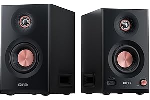 Edifier MR5 2.0 Bookshelf Speakers Wireless Bluetooth 6.0 Studio Monitor Speakers, Compact Size Desktop Monitors, 110W Hi-Res Audio, Room Compensation Computer PC Speakers, XLR/TRS/RCA Inputs - Black