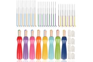 Easusy Felting Needles Kit - 3 Sizes Needles with Colorful Wooden Handle Holder for Beginners