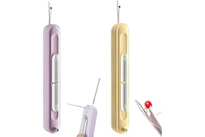 JISRKP 2 Pcs Needle Threader, Needle Threaders Hand Sewing, 2 in 1 Needle Threader Seam Ripper, Portable Unpicker Sewing Tool, for Hand Sewing Crafting Knitting