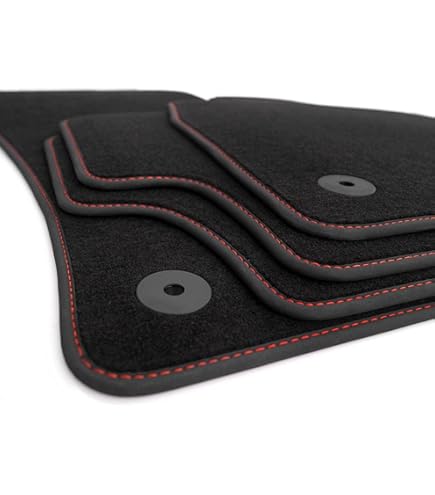 MOTOS Velours Basic vloermatten auto compatibel met Volkswagen Golf V 2003-2009 ronde bevestigingen - Basic, Materiaal, Rood vloermatten - Ervaar nieuw rijcomfort met een velours vloermattenset voor u
