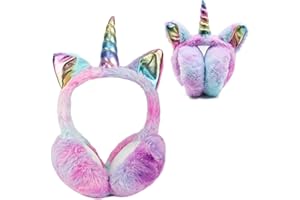 BTHRORO Paraorecchie Invernali per Bambini, Unicorno Peluche Orecchie Scaldaorecchie Pieghevole Morbido Confortevole Ear Cover per bambini Accessorio invernale