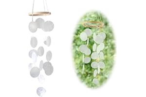 ZHITENG Scacciapensieri da Esterno, Campane a Vento 73 cm Campanelli Eolici a Conchiglia Acchiappasogni con Naturali Conchiglie, Decorazioni per Giardino Casa Albero Terrazzo (Bianco)