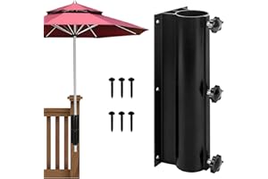VANROUG Schirmklemmenhalterung, Schirmständer für den Außenbereich, Schirmständer zur Terrassenmontage, lässt Sich am Geländer befestigen und maximiert Platz und Schatten auf der Terrasse