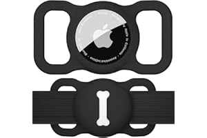Vancle Collier pour Chien Apple AirTag, étui de Protection en Silicone pour Détecteur GPS Apple AirTag, Support Collier pour Chiens et Chats (Noir)