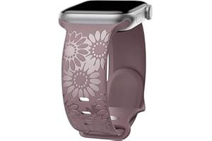 ABOVEACC Sonnenblume Gravierte Armband Kompatibel mit Apple Watch Armband 38mm 40mm 41mm 42mm 44mm 45mm 49mm Damen, Weich Silikon Sport Ersatzarmband für iWatch Serie Ultra 9 8 7 SE 6 5 4 3 2 1
