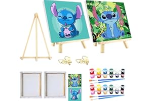 SOMHORN Malen Nach Zahlen Erwachsene Kind Cartoon Bild Faltenfreie Leinwand Acryl Pigment Home Deko Geburtstag Festival Geschenk 2 Pack (7.8x7.8in/20x 20cm)
