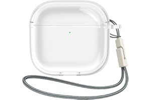 SEIAIYG Etui kompatybilne z AirPods 4, miękkie silikonowe etui ochronne na słuchawki ze smyczą, lekkie, odporne na wstrząsy - przezroczyste