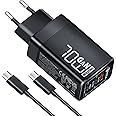 Caricatore USB C 70W, 3 Porte PD3.0 GaN Caricabatterie Rapido Tipo C Alimentatore con Cavo USB C 100W per MacBook Pro/Air, De