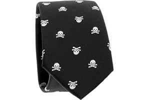 SHIPITNOW Corbata y Pajarita Calavera Negra y Blanca - Corbata y Pajarita Hombre Cráneo Original - Corbata y Pajarita Esqueleto Skull