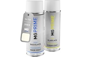 MG PRIME Peinture Voiture Bombes aérosols pour Fiat 268/A / 268 Bianco Gelato/Blanc Gelato Basislack Klarlack Spraydose 400ml