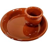 Fackelmann Small Ceramic Olive Dish, Clay Olive Bowl with Olive Bone Container, Snack Plate, Natural Colour, &Oslash;13x5cm, 1 pc.