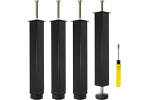 Dreamark Lot de 4 Pieds pour Sommier à Lattes Métal Pied de Lit à Visser,Hauteur réglable de 0-20 mm,Pied pour Sommier Liaison Pied de Support de Lit Pieds de Meubles sans Perçage (25 cm)