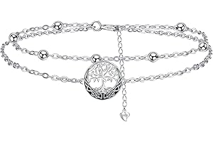 Arrebol Bracelet Femme Argent Sterling 925 avec Double Chaîne, Bijoux Original Cadeaux de Noël pour Femmes Mère Épouse - Réglable(16cm+4)