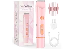 SHOBES Shaver Women's 2-in-1 Women's Shaver Electric for Body Pubic and Nose Intimate Shaver for Women Wet and Dry Use Rechargeable Trimmer (Pink)