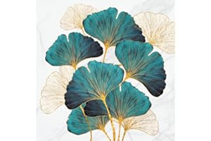 Daisy 3-Ply Spring Flowers Tissue Paper Napkins Serviettes for Decoupage Lunch 33cm x 33cm - Pack of 20 (Gold and Emerald Ginkgo Biloba)