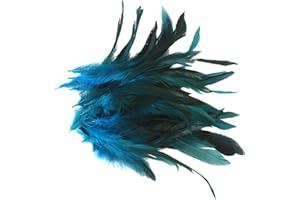 BAOBLAZE Mnixy Queue de Coq Naturelle, décoration, Coiffe à Faire soi-même, 50 Plumes, Bleu foncé, Taille Unique