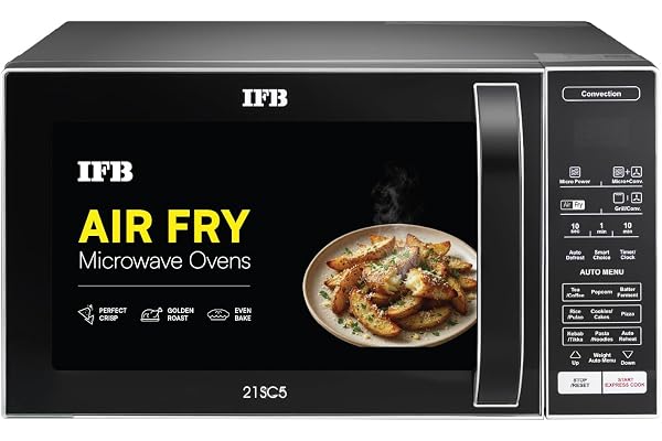 IFB 21L Air Fry Convection Microwave with 5 in 1 Versatility Bake, Grill, Roast, Reheat & Multi-Stage Cooking, Auto Cook Menu