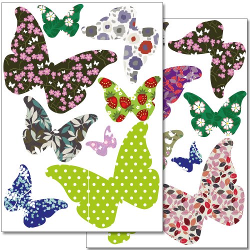 Wandkings Schmetterlinge als Vogelschutz und Fensterdekoration Sticker Set, 16 bunte Aufkleber, 2 DIN A4 Bögen, Gesamtfläche 60 x 20 cm