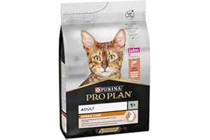 PURINA PRO PLAN | Derma Care | Chat Adulte à poils longs | Croquettes formulées pour maintenir une peau saine, un poil brillant, limiter la perte excessive de poils | Au Saumon | Sac | Lot de 4 x 3 Kg