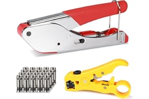 Hiija Crimpzange Koaxialkabel Kit - F Stecker Crimpzange mit 20 F RG6 Steckern