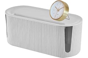 VGVGAJ White no-rdic Cable Management Box Brown Wire Organizer Box ABS Dustproof Cable Tidy Box Wire Storage Extension Hider for Tvs Computers Desks 31x13.5x12.5 Cm