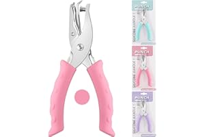 NEBURORA Hole Punch, Pink Single Hole Puncher Metal with Soft-Handled for DIY Craft Tags Clothing Ticket Scrapbook Tool, 3 Colors Options