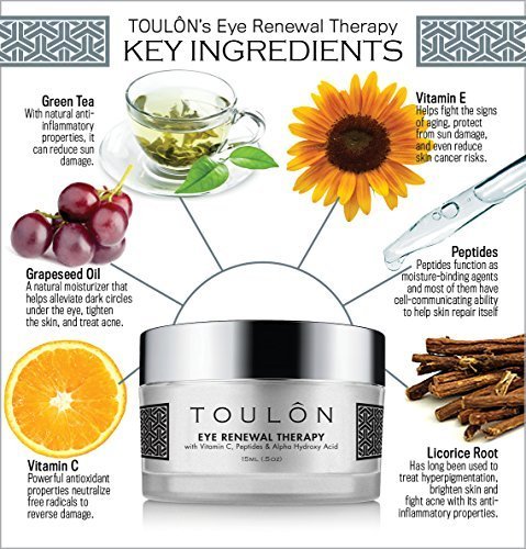 Augencreme Anti Aging mit Vitamin C, Peptide u. Alpha-Hydroxysäure reduziert Schwellungen, lässt dunkle Augenringe u. Mudigkeitserscheinungen verblassen, strafft Falten um die Augen, und kühlt u. erfrischt die Haut. Beste Anti-Aging Augencreme für Männer und Frauen - 3