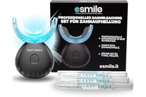‎ESMILE EASY SMILE - Professionelles Zahnaufhellungs-Kit mit 16X LED-Licht – 3 Bleaching Gele – Effektives Zahnbleaching für weiße Zähne – Sicher für den Zahnschmelz, schnelles Teeth Whitening zu Hause