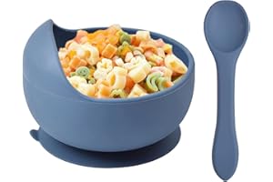 Delven Baby Bowls Spoons for Feeding,Silicone Toddler Weaning Bowls Set with Suction BPA Free Non Slip Soft Easy to Clean Cutlery Tableware Set for Children Infant Boys,Microwavable Dishwasher Safe
