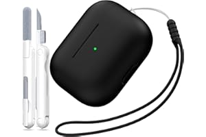 MHYALUDO Kompatibel mit AirPods Pro 2 Generation Hülle, Anti-Fall Weiches Silikon Stoßdämpfung Kompatibel mit AirPods Pro Case Skin Touch mit Schlüsselanhänger und Reinigungsset,Schwarz