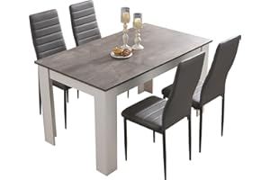 Blisswood Dining Table Set, Dining Table And 4 Chair Set, Pu Leather Dining Room Chairs and 18mm Thick Table Top 120 x 80 cm Long Wooden Dining Table Modern Design Dining Table Set