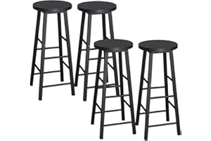 ‎WOLTU WOLTU stołki barowe, 4 sztuki, stelaż ze stabilnej stali, powierzchnia do szycia z płyty MDF, kolor czarny