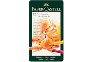 Faber-Castell Art & Graphic Polychromos Colour Pencil, Multicoloured, Tin Of 12, For Art, Craft, Drawing, Sketching, Home, School, University, Colouring