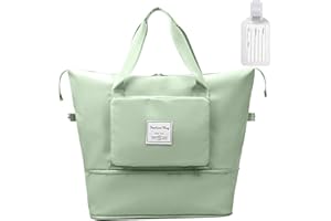 flintronic Sac de Voyage Pliable de Grande Capacité, Sac de Transport pour Voyage Léger Imperméable Sac à Dos Weekend Sac de Sport Séparé Sec et Humide 25L/36L Ajustable (avec 1* étiquette de Bagage)