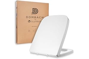 Dombach® Lamera WC-Sitz mit Absenkautomatik (quadratische Form, weiß) – Premium WC-Sitz antibakteriell – zum Anklippen, Dämpfung, Duroplast
